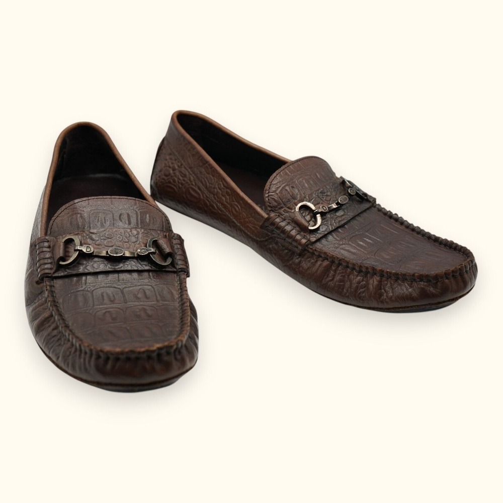 DOLCE & GABBANA Crocodile Alligator Leather Men's‎ Brown Shoes Size 42 DG004-2